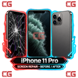 iPhone 11 Pro screen repair before and after