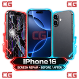 iPhone 16 screen repair before and after