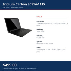 Iridium Carbon LCS14-1115 laptop specs flyer