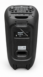 Royal Audio RA1208 Bluetooth speaker rear view with top controls, handles and wheels