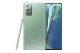 Samsung Galaxy Note20 phone shown from the front and back