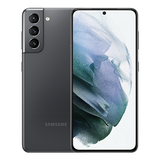 Samsung Galaxy S21 phone shown from the front and back
