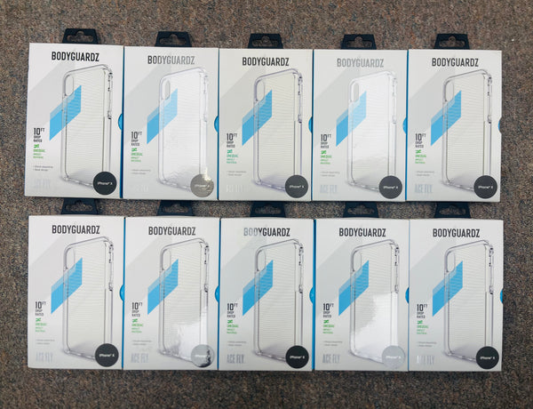 BodyGuardz Ace Fly Case for iPhone Xs/X (Clear) - Pack of 10(R2-2)