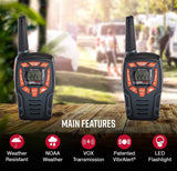 Pre Owned COBRA ACXT545 Walkie Talkies WaterProof Rechargeable 28-Mile 2-Way Radios 2 Pack